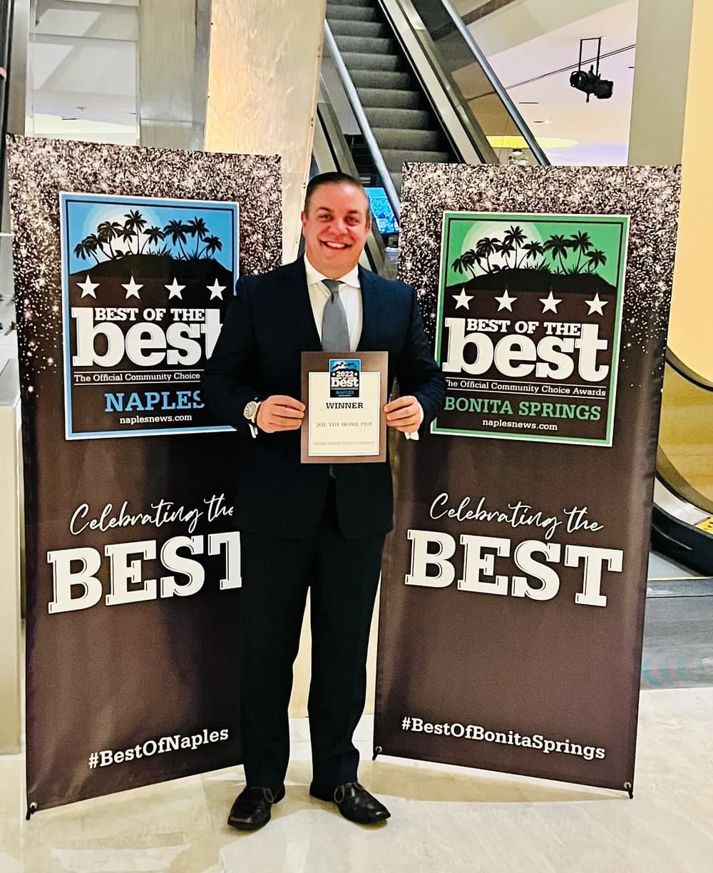 Joe Nugent accepting the Best of the Best community choice award for home inspection